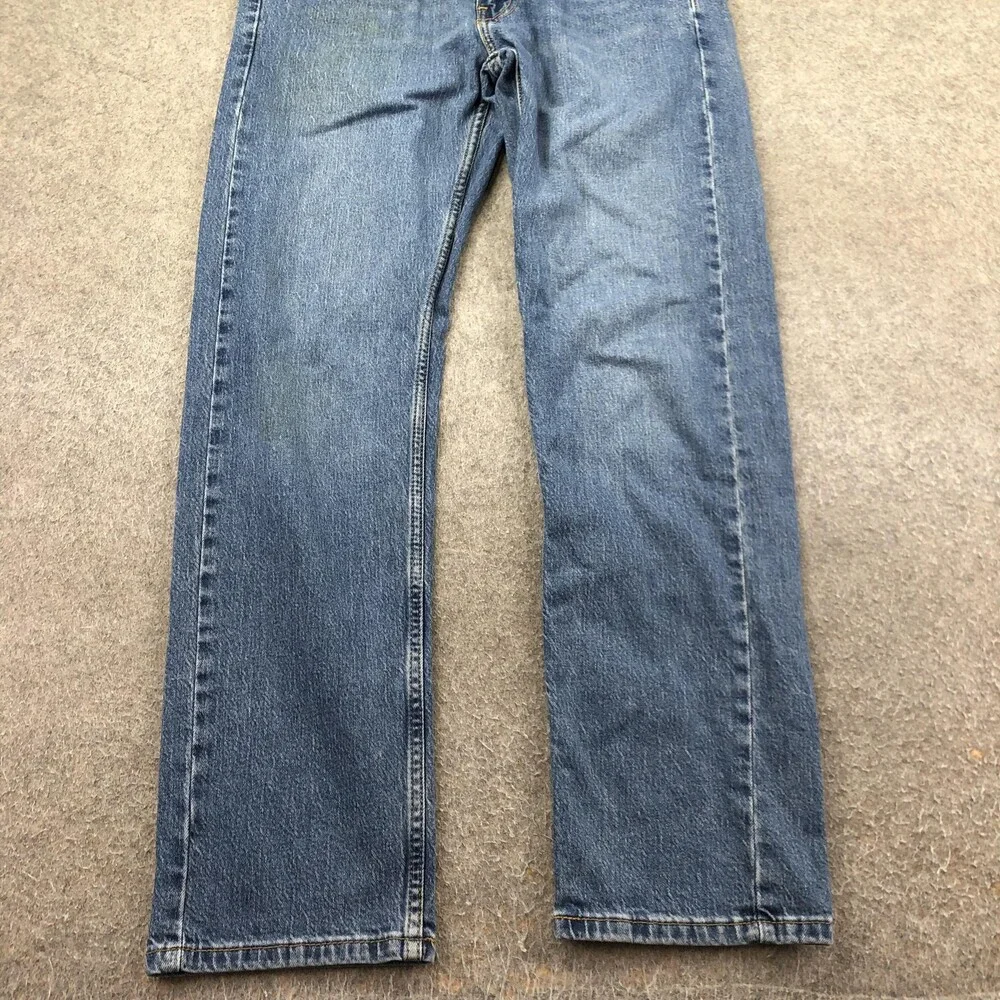 Levis 505 Jeans Mens 32x32 Blue Medium Wash Regular Straight Denim Pants Casual
